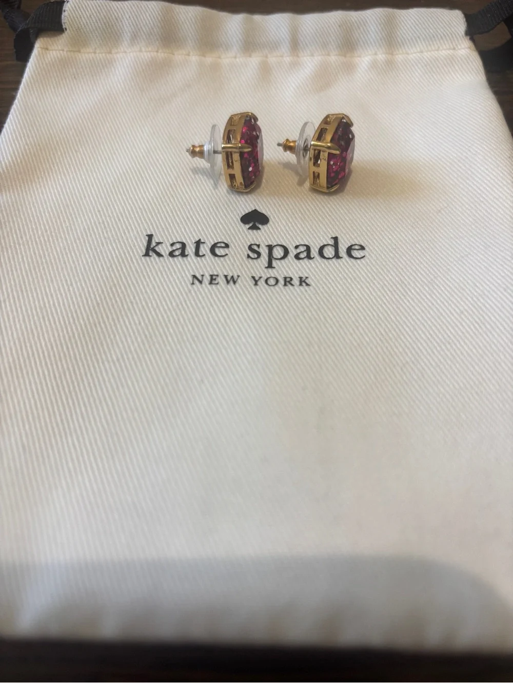 Kate Spade Pink Glitter Square Stud Earrings